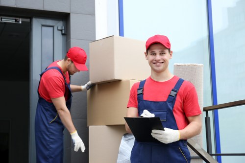 Office relocation items being prepared for transport