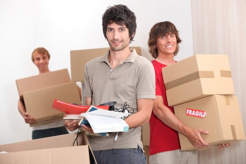 Professional movers protecting property during a house move