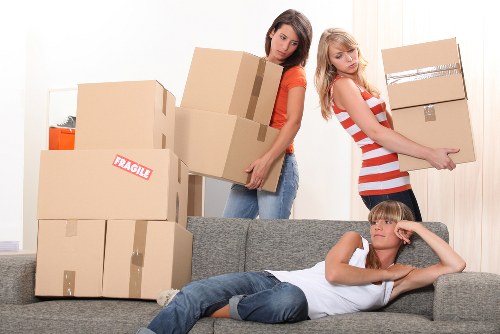 Packed office equipment prepared for safe transport in Elmersend